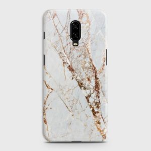 ONEPLUS 6T White & Gold Marble Case