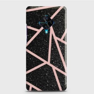 Vivo S1 Pro Black Sparkle Glitter With RoseGold Lines Case