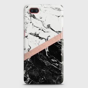 Realme C2 Black & White Marble With Chic RoseGold Case