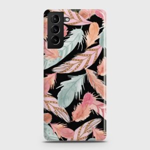 Samsung Galaxy S21 Colorful Feather Leaves Case