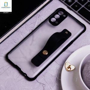 Semi Tranparent Soft Borders with Grip Holder Camera Protection Case For Oppo Models