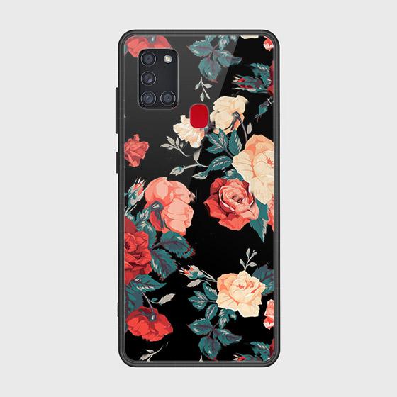 Samsung Galaxy A21s Case -Floral Series -Printed Ultra Shine Premium  Infinity Glass Case