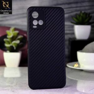 Vivo Y33s Cover - Black - Carbon Fiber Camera Protection Soft Case
