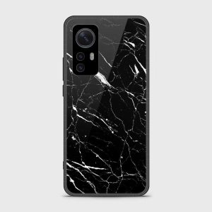 Xiaomi 12 Pro Cover-Black Marble Series - Premium Printed Glass soft Bumper shock Proof Case