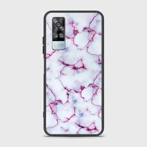 Vivo Y51s Case -White Marble Series -Printed Ultra Shine Premium Infinity Glass Case