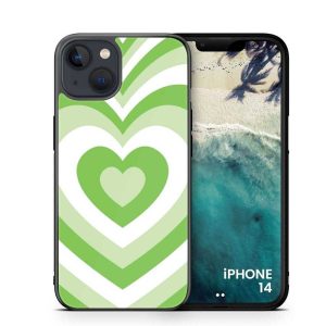 iPhone 14 Cover - Heart Series - HQ Printed Ultra Shine Premium Infinity Glass Soft Silicon Borders Case