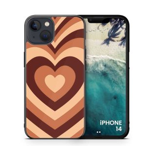 iPhone 14 Cover - Heart Series - HQ Printed Ultra Shine Premium Infinity Glass Soft Silicon Borders Case