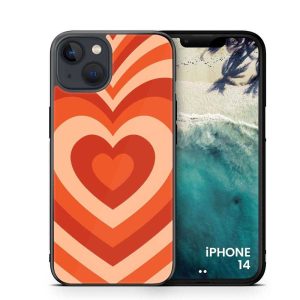 iPhone 14 Cover - Heart Series - HQ Printed Ultra Shine Premium Infinity Glass Soft Silicon Borders Case