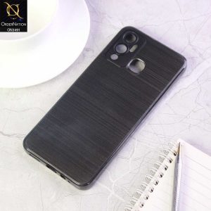 Infinix Hot 12 Play Cover - black - Metal Brush Pattern Soft Silicon Tpu Case With Camera Lens Protection