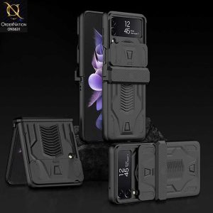 Samsung Galaxy Z Flip 4 5G Cover - Black - GKK Magnetic Hinge Camera Protection Hard Cover With Ring Holder