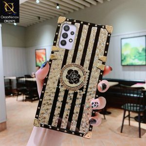 Samsung Galaxy A23 5G Cover - 3D Illusion Gold Flowers Soft Trunk Case With Ring Holder