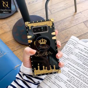 Samsung Galaxy Note 8 Cover - Black - Golden Electroplated Luxury Square Soft TPU Protective Case With Holder