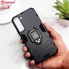 Samsung Galaxy S21 FE 5G Cover - Black - Onation Hybrid Series 360 Rotating Ring Holder Shock Proof Protective Soft Case