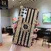Samsung Galaxy S21 Ultra 5G Cover - 3D Illusion Gold Flowers Soft Trunk Case With Ring Holder
