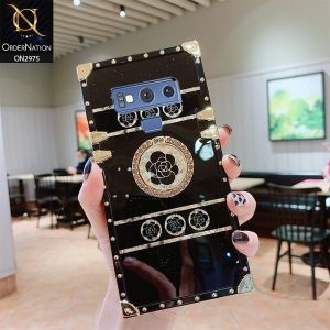 Samsung Galaxy Note 9 Cover - 3D Illusion Gold Flowers Soft Trunk Case With Ring Holder